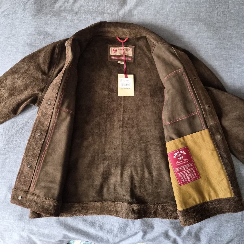 Iron & Resin Brown Buffalo Suede Mechanic Jacket In XL - Picture 4 of 10